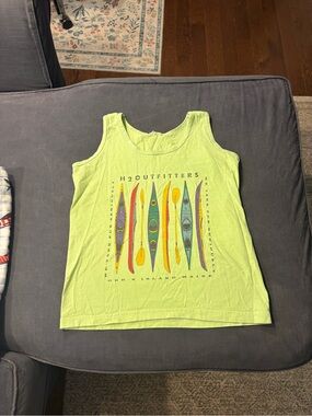 Women’s Maine Lime Green Kayak Graphic Tank Top